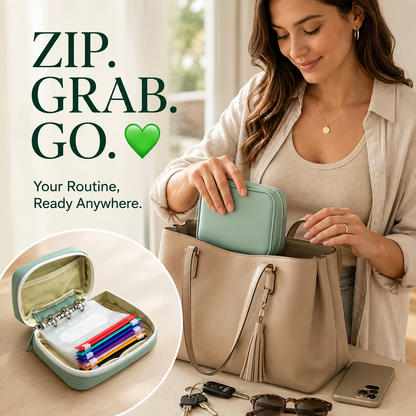 ✨2‑Week Pill Organizer Binder Case | 14 Reusable Color‑Coded Pill Pouch💊