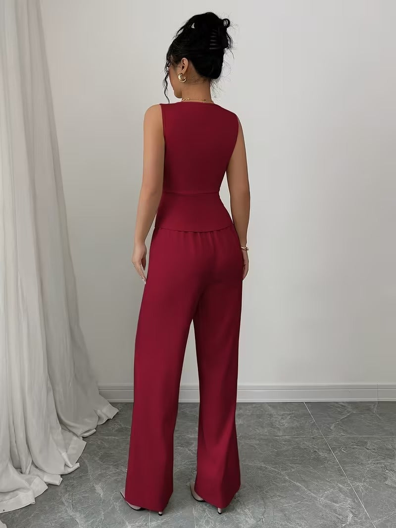 Elegant Sleeveless Top and Pants Set for Women