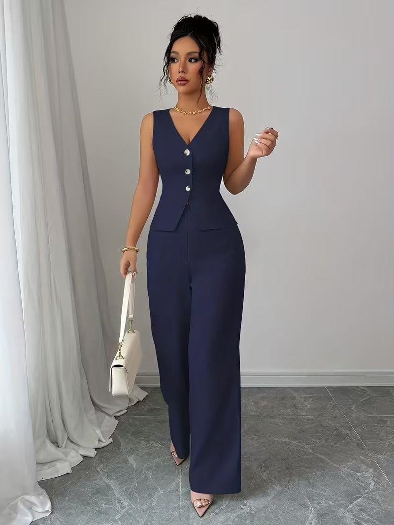 Elegant Sleeveless Top and Pants Set for Women