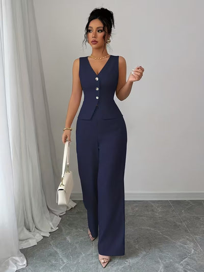 Elegant Sleeveless Top and Pants Set for Women