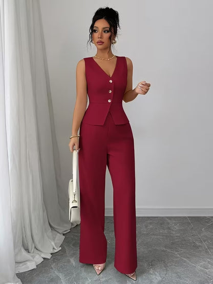 Elegant Sleeveless Top and Pants Set for Women