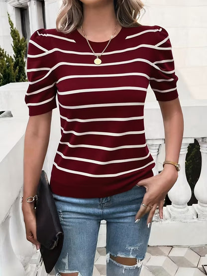 Elegant Stripe Easy Fashion Short Sleeve Top