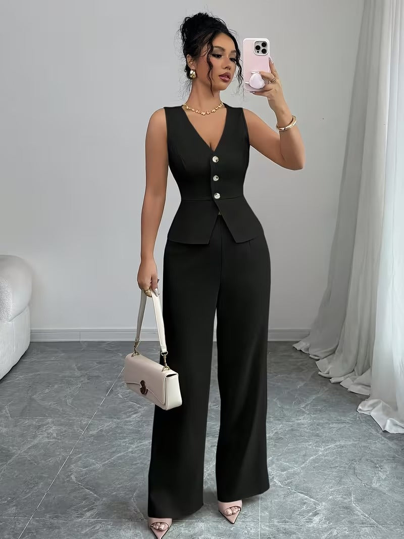 Elegant Sleeveless Top and Pants Set for Women