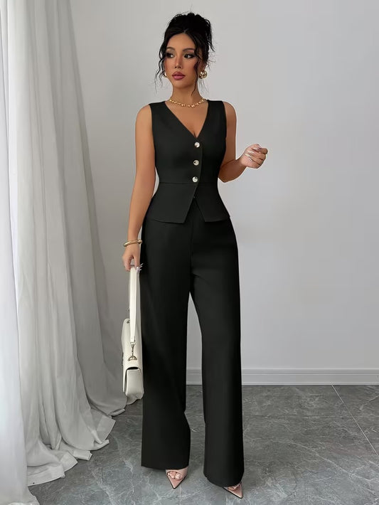 Elegant Sleeveless Top and Pants Set for Women