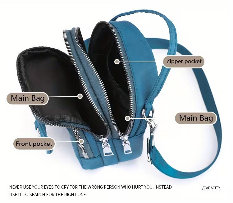 Casual Mini Crossbody with Adjustable Strap, Multi-Layer Crossbody Bag