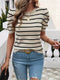 Elegant Stripe Easy Fashion Short Sleeve Top