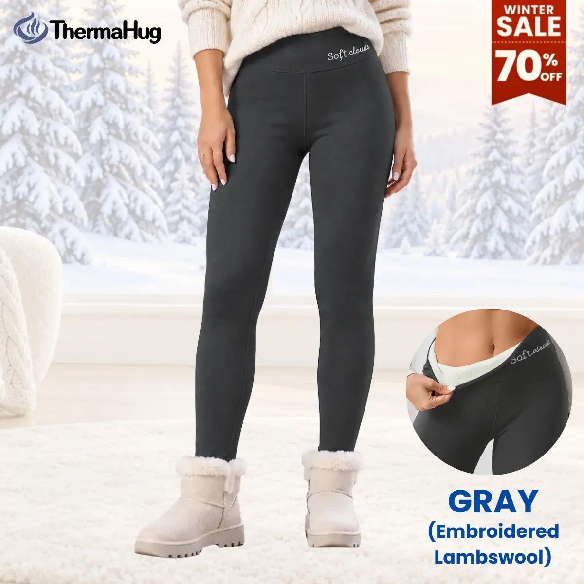 ThermaHug - Thermal High-Waisted Lambswool Fleece Lining Cozy Comfort Leggings