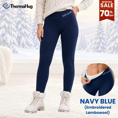ThermaHug - Thermal High-Waisted Lambswool Fleece Lining Cozy Comfort Leggings