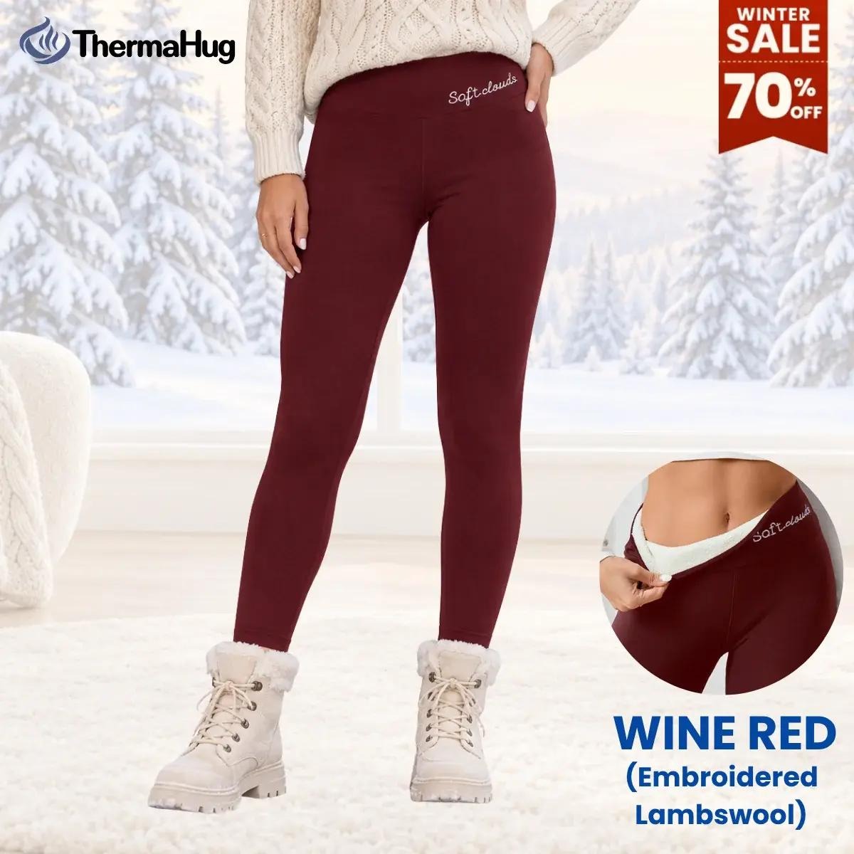 ThermaHug - Thermal High-Waisted Lambswool Fleece Lining Cozy Comfort Leggings