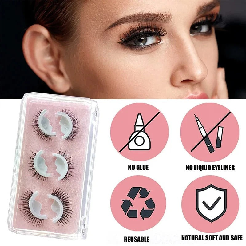 🌺 Glue-Free Self-Adhesive Lashes – 3-Second, Natural & Reusable