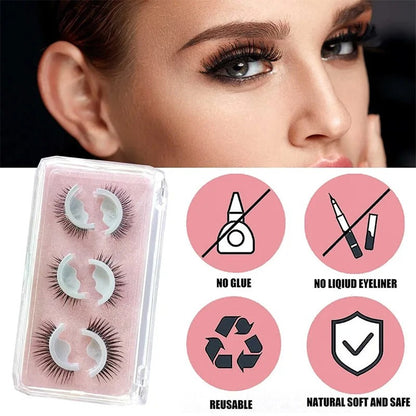 🌺 Glue-Free Self-Adhesive Lashes – 3-Second, Natural & Reusable