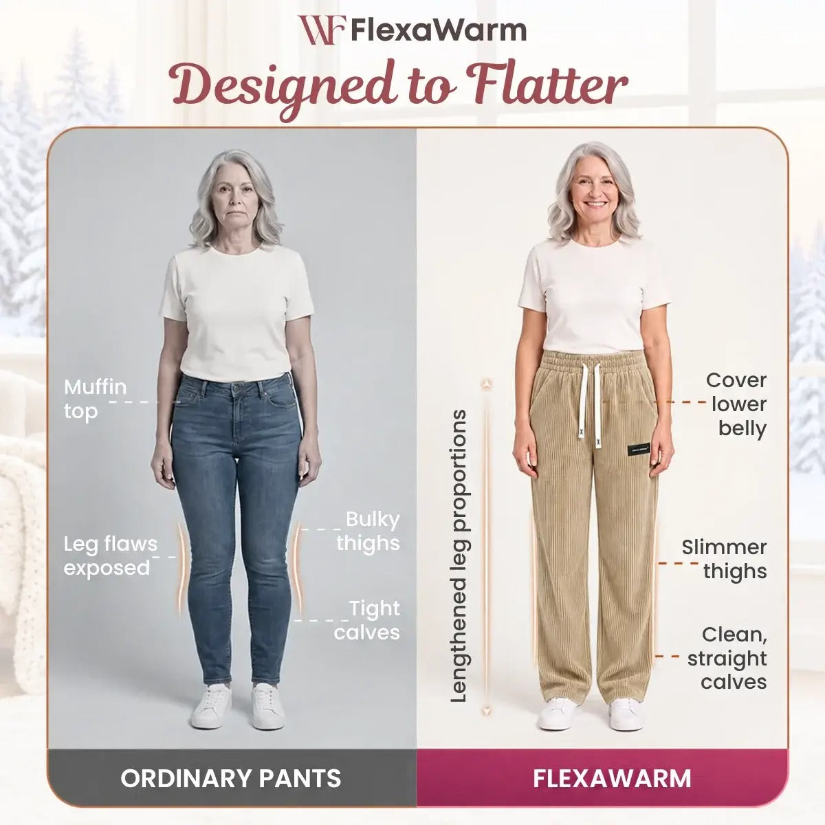 FlexaWarm - Cozy Stretch High-Waisted Corduroy Pants for Seniors