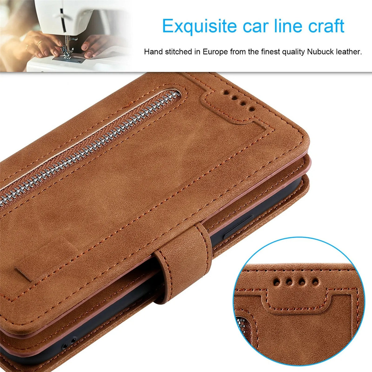 Luxury Zipper Wallet Phone Case for iPhone
