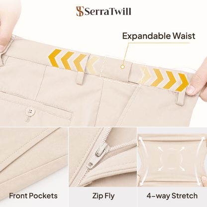 Women's Hidden Stretch Waist Twill Chinos Pants