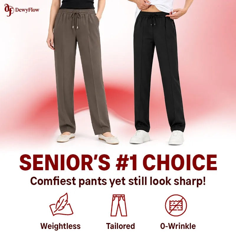 DewyFlow - #1 Elastic Waist Stretch Dress Pants for Seniors