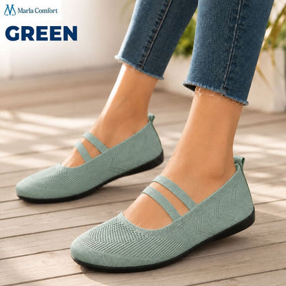 Women's Wide Toe Box Knit Mary Jane Flats, Slip-On Non-Slip Walking Shoes