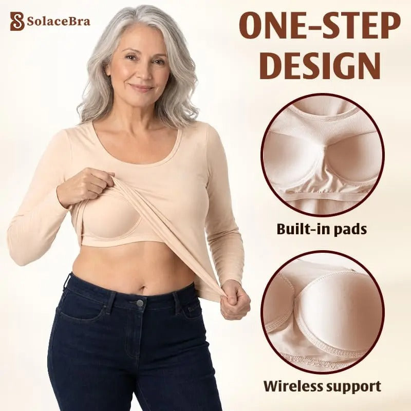 SolaceBra - 65% OFF-Soft Built-In Bra Long Sleeve Top for Women