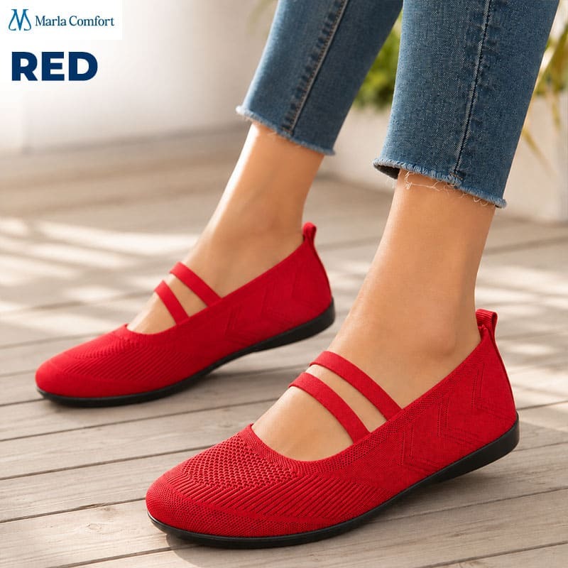 Women's Wide Toe Box Knit Mary Jane Flats, Slip-On Non-Slip Walking Shoes