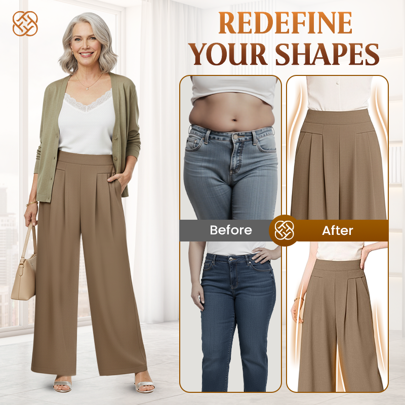 Drapey Soft Elegant High-Waisted Wide-Leg Pants