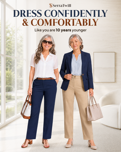 Women's Hidden Stretch Waist Twill Chinos Pants