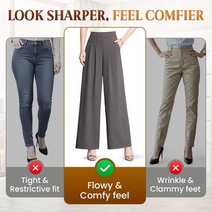 Drapey Soft Elegant High-Waisted Wide-Leg Pants