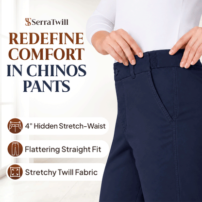 Women's Hidden Stretch Waist Twill Chinos Pants
