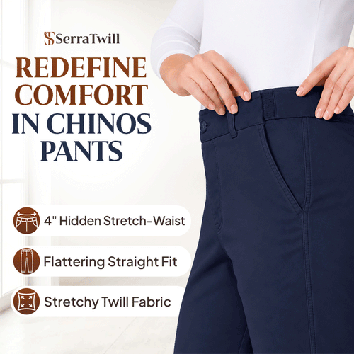 Women's Hidden Stretch Waist Twill Chinos Pants