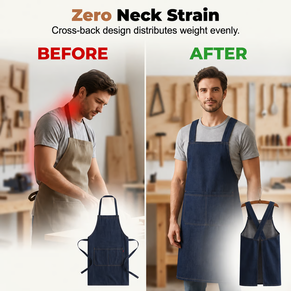 Cloud-Fit Denim Apron