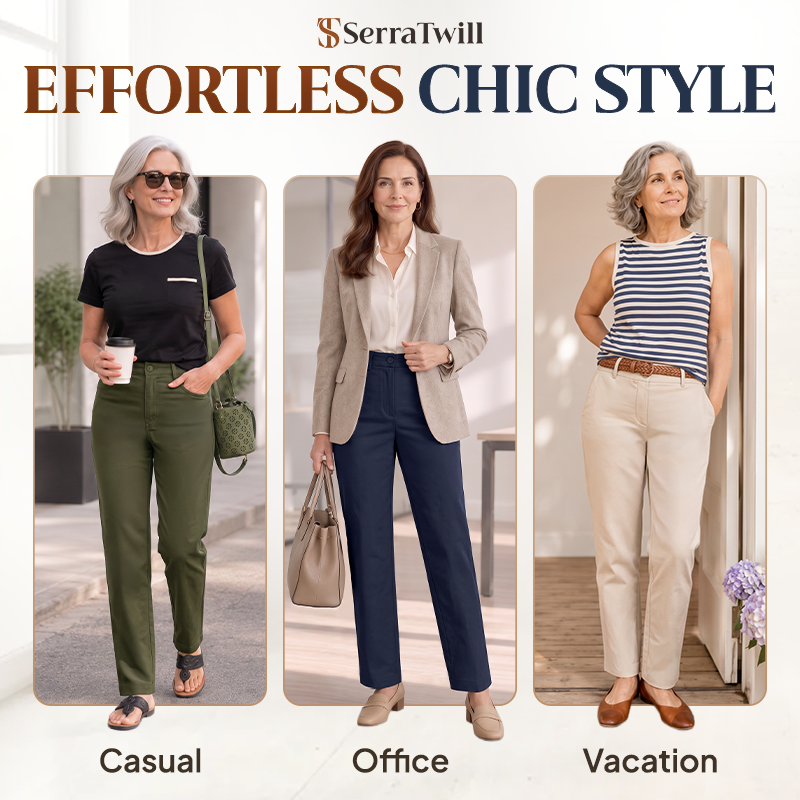 Women's Hidden Stretch Waist Twill Chinos Pants