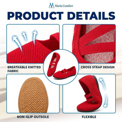 Women's Wide Toe Box Knit Mary Jane Flats, Slip-On Non-Slip Walking Shoes