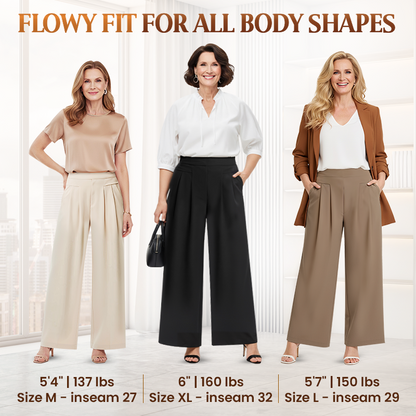 Drapey Soft Elegant High-Waisted Wide-Leg Pants