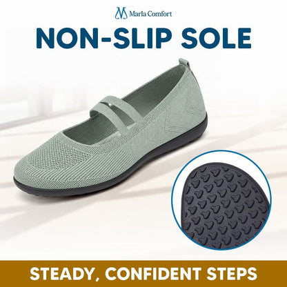 Women's Wide Toe Box Knit Mary Jane Flats, Slip-On Non-Slip Walking Shoes