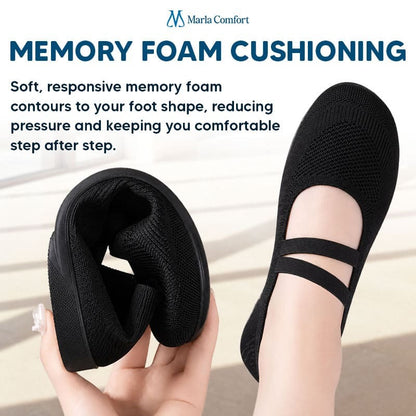 Women's Wide Toe Box Knit Mary Jane Flats, Slip-On Non-Slip Walking Shoes