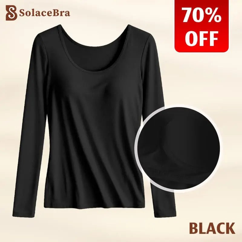 SolaceBra - 65% OFF-Soft Built-In Bra Long Sleeve Top for Women