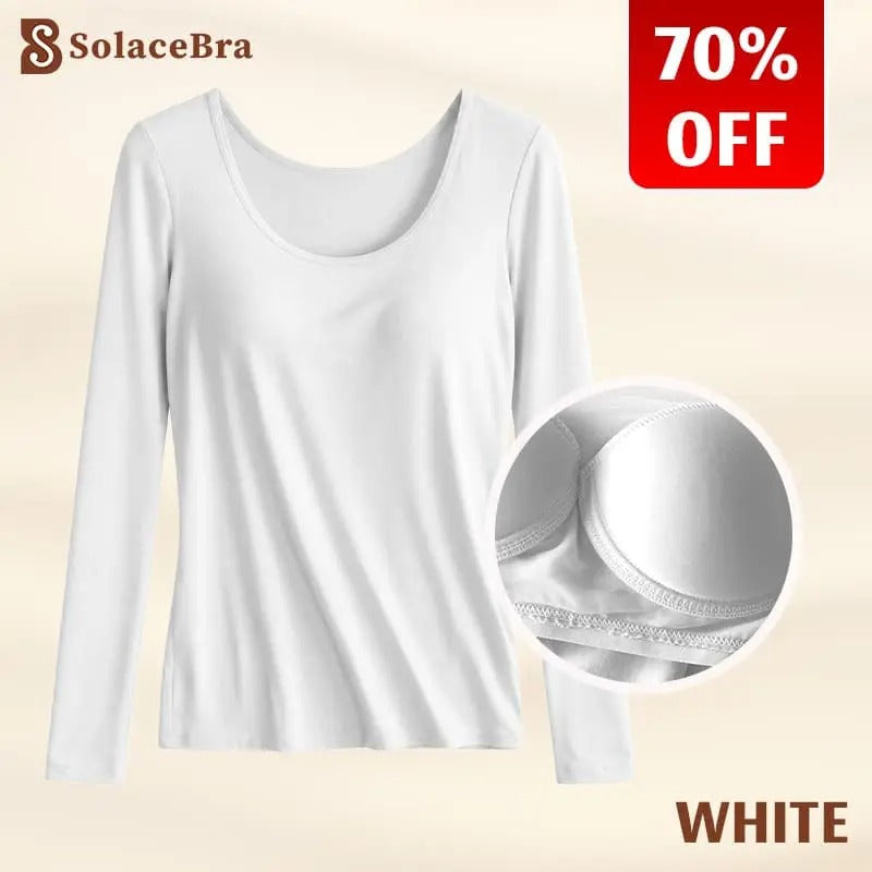 SolaceBra - 65% OFF-Soft Built-In Bra Long Sleeve Top for Women