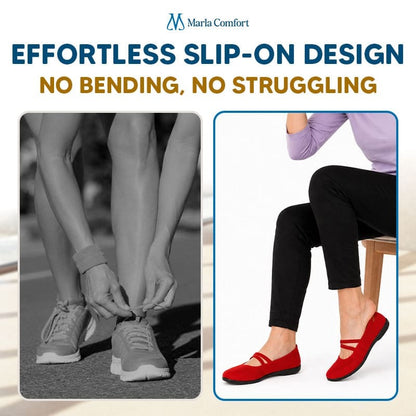Women's Wide Toe Box Knit Mary Jane Flats, Slip-On Non-Slip Walking Shoes