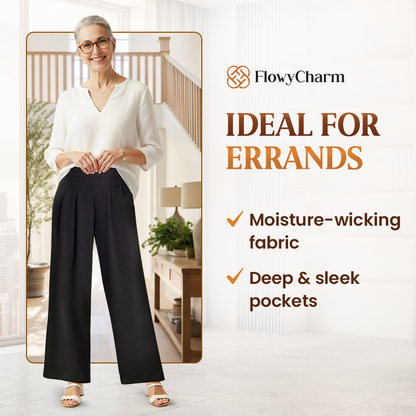Drapey Soft Elegant High-Waisted Wide-Leg Pants