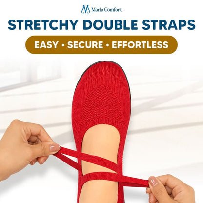 Women's Wide Toe Box Knit Mary Jane Flats, Slip-On Non-Slip Walking Shoes