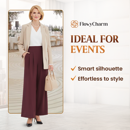 Drapey Soft Elegant High-Waisted Wide-Leg Pants