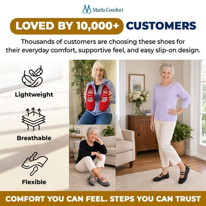 Women's Wide Toe Box Knit Mary Jane Flats, Slip-On Non-Slip Walking Shoes