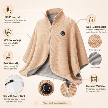 🔥✨Last Day 50% OFF🔥Wearable Heated Blanket Shawl | Portable USB-Powered Warmth for Home, Work & Outdoors