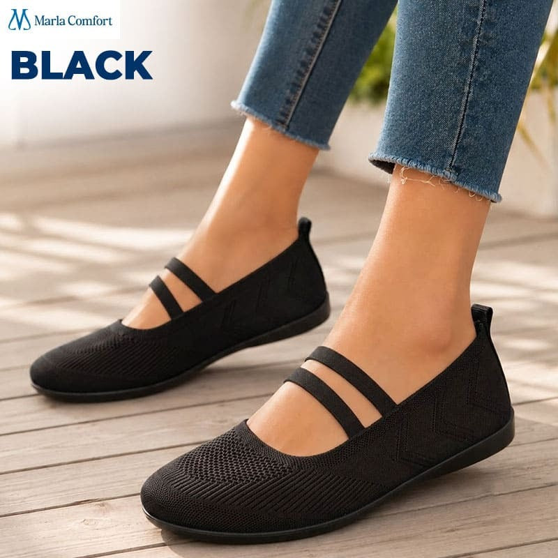 Women's Wide Toe Box Knit Mary Jane Flats, Slip-On Non-Slip Walking Shoes