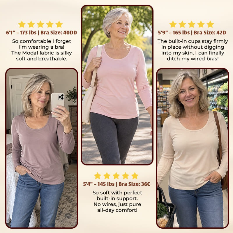 SolaceBra - 65% OFF-Soft Built-In Bra Long Sleeve Top for Women