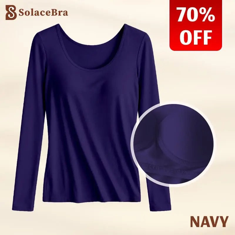 SolaceBra - 65% OFF-Soft Built-In Bra Long Sleeve Top for Women