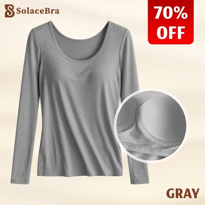SolaceBra - 65% OFF-Soft Built-In Bra Long Sleeve Top for Women