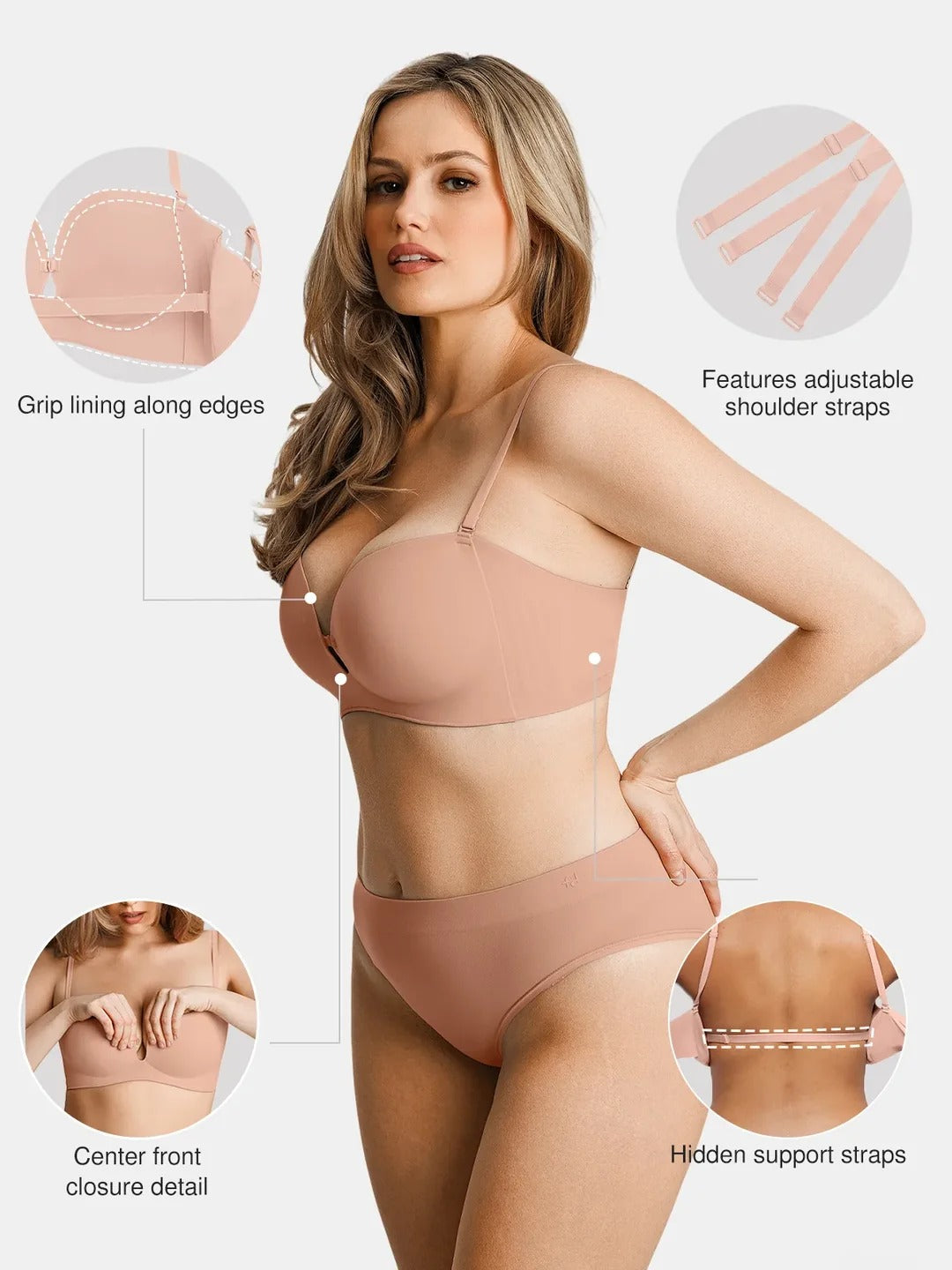 Seamless Non-Slip Push-Up Shaping Strapless Bra