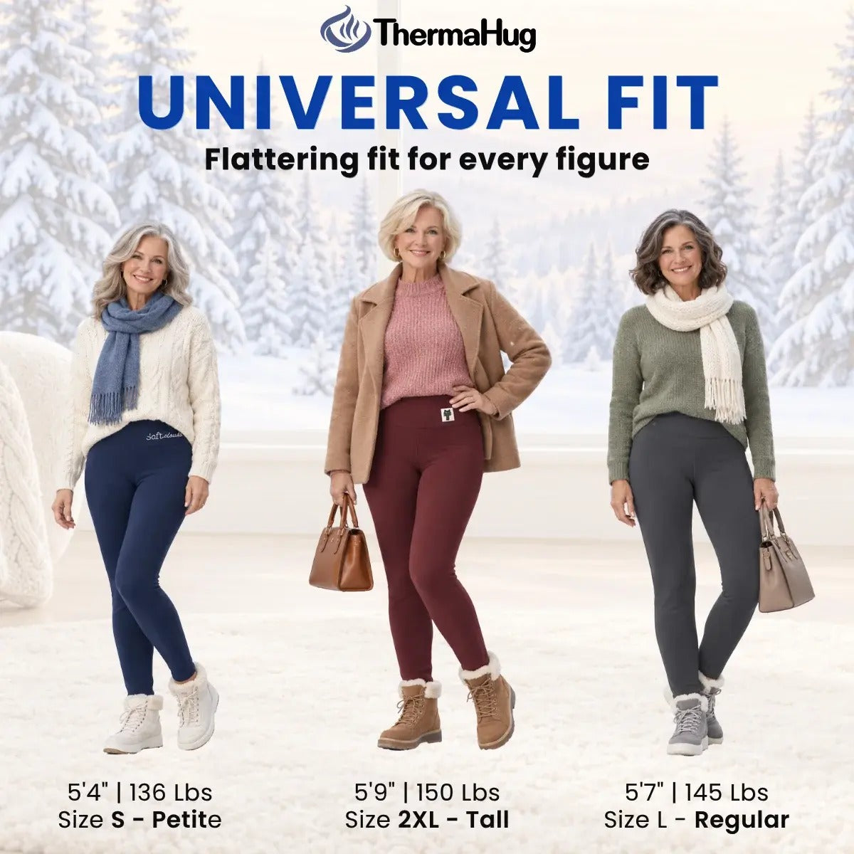 ThermaHug - Thermal High-Waisted Lambswool Fleece Lining Cozy Comfort Leggings