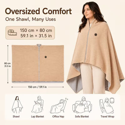 🔥✨Last Day 50% OFF🔥Wearable Heated Blanket Shawl | Portable USB-Powered Warmth for Home, Work & Outdoors