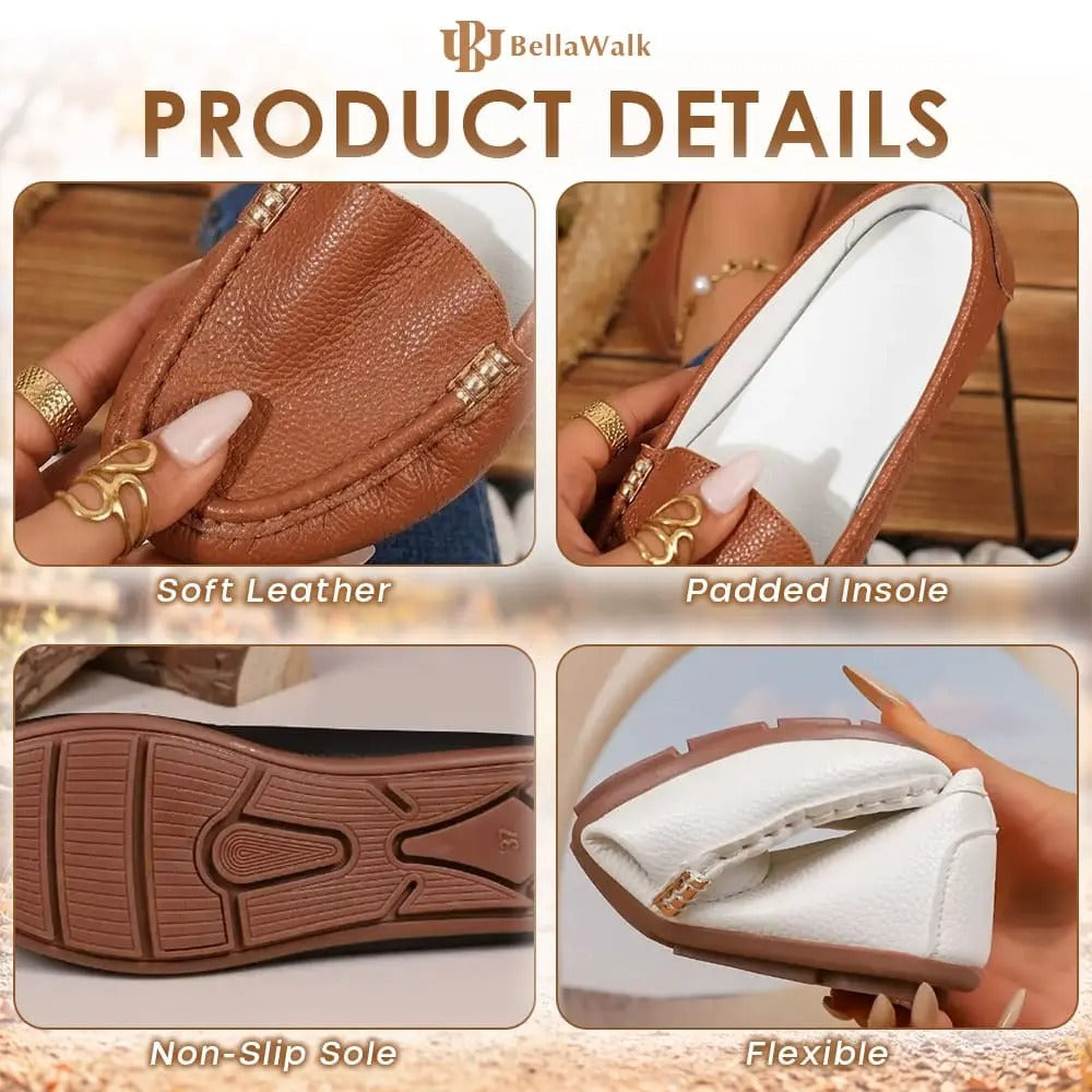 BellaWalk - Women's Comfort Soft Leather Slip-On Moccasins