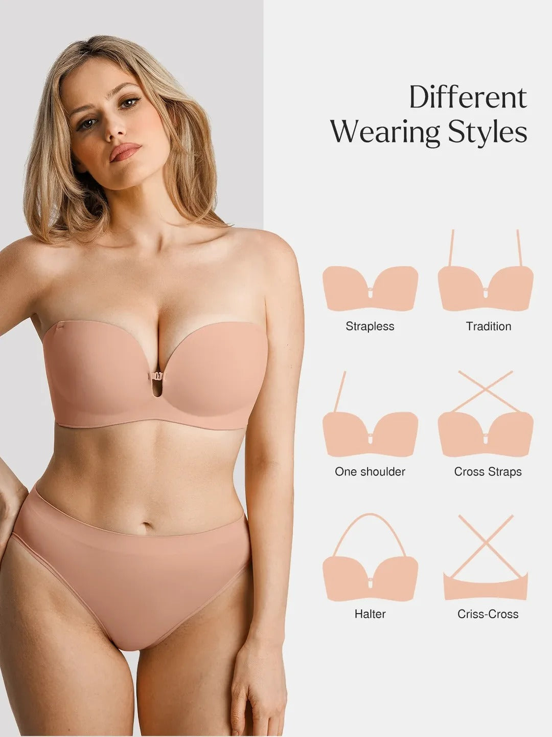 Seamless Non-Slip Push-Up Shaping Strapless Bra